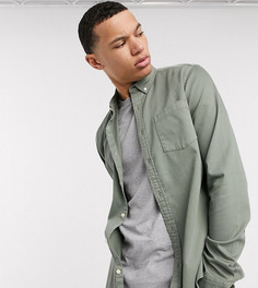 Светло-зеленая джинсовая рубашка узкого кроя ASOS DESIGN Tall-Зеленый