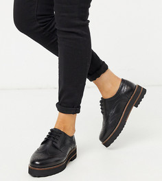 Черные кожаные броги для широкой стопы ASOS DESIGN-Черный