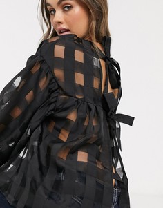 Свободный топ из органзы в клетку ASOS DESIGN-Черный