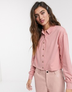 Розовая трикотажная рубашка из органического хлопка с длинными рукавами Monki-Розовый