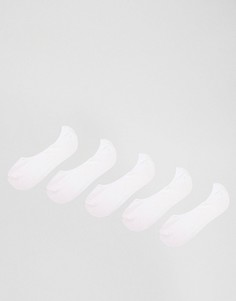 Набор из 5 пар белых невидимых носков ASOS DESIGN - Скидка-Белый