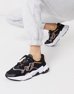 Черные/оранжевые кроссовки adidas Originals Ozweego-Черный