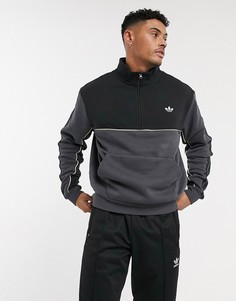 Свитшот колор блок с молнией до груди adidas Originals-Черный