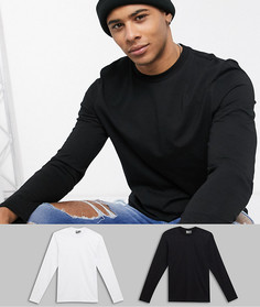Футболка с длинным рукавом и круглым вырезом ASOS DESIGN - Набор из 2 шт. со скидкой-Мульти