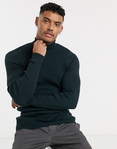Сине-зеленый обтягивающий джемпер с высоким воротником ASOS DESIGN