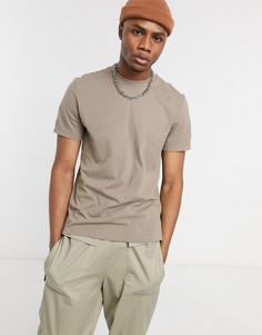 Бежевая футболка из органического хлопка с круглым вырезом ASOS DESIGN-Бежевый