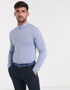 Голубой обтягивающий джемпер из мериносовой шерсти ASOS DESIGN-Синий