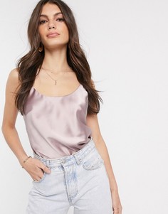 Атласный топ на бретельках с овальным вырезом ASOS DESIGN-Красный