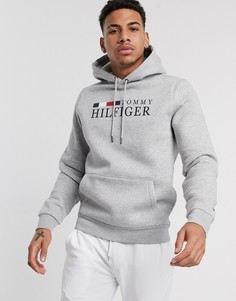 Худи светло-серого цвета с логотипом Tommy Hilfiger-Серый