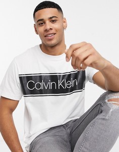 Белая футболка в полоску с логотипом Calvin Klein-Белый
