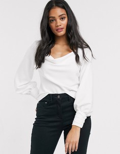 Лонгслив со свободным воротом ASOS DESIGN-Белый