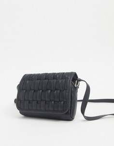 Черная сумка через плечо с плетеной отделкой ASOS DESIGN-Черный