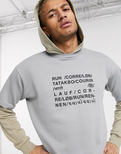 Двухслойный oversized-худи ASOS 4505-Серый