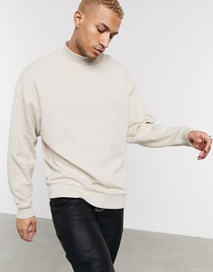 Бежевый oversize-свитшот с высоким воротом ASOS DESIGN