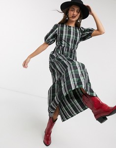 Платье мидакси в зеленую клетку Topshop-Зеленый