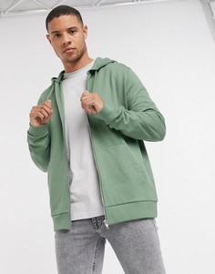 Зеленый худи из органического хлопка на молнии ASOS DESIGN
