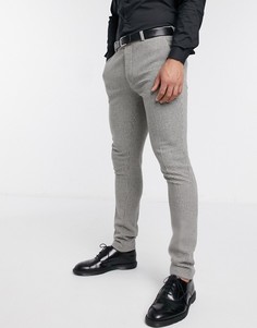 Серые супероблегающие брюки из ткани с добавлением шерсти ASOS DESIGN wedding-Серый