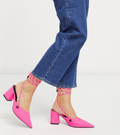 Ярко-розовые туфли на каблуке для широкой стопы ASOS DESIGN-Розовый