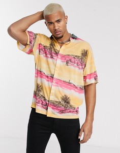 Трикотажная oversized-рубашка с принтом ASOS DESIGN-Мульти