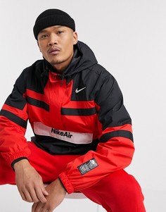 Куртка с короткой молнией и красной и черной отделкой Nike Air-Красный