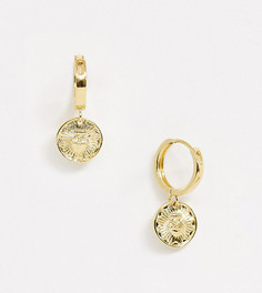 Позолоченные серьги‑кольца с монетой Liars the Label-Золотой