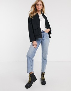 Черная хлопковая куртка с карманами ASOS DESIGN-Черный