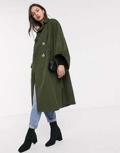 Тренч с объемными рукавами и цвета хаки ASOS DESIGN-Зеленый