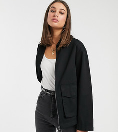 Черная хлопковая куртка с карманами ASOS DESIGN Tall-Черный