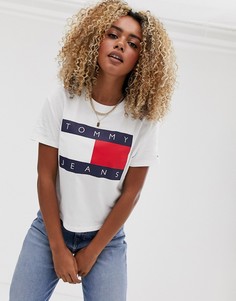 Белая футболка с логотипом-флагом Tommy Jeans-Белый