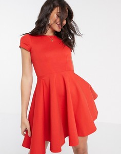 Красное приталенное платье с короткими рукавами Closet-Красный