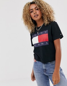 Черная футболка с логотипом-флагом Tommy Jeans-Черный