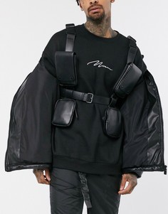 Черная сумка на грудь из искусственной кожи ASOS DESIGN-Черный