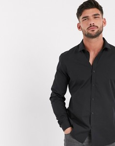 Черная рубашка с длинными рукавами Topman-Черный