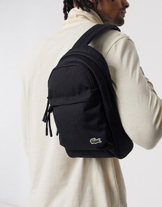 Черный рюкзак через плечо с логотипом-крокодилом Lacoste