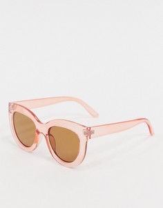Розовые солнцезащитные очки в массивной оправе "кошачий глаз" Pieces-Коричневый