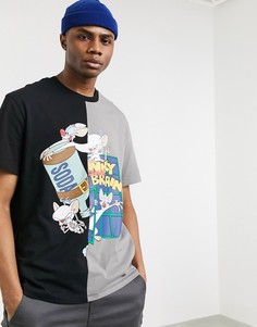 Черная футболка с принтом "Pinky & The Brain" Bershka-Розовый