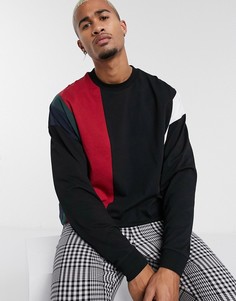 Зеленый oversize-лонгслив колор блок ASOS DESIGN