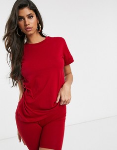 Бордовая oversize-футболка бойфренда от комплекта с отворотами на рукавах ASOS DESIGN-Красный
