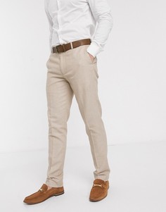 Бежевые фактурные брюки скинни ASOS DESIGN wedding-Бежевый