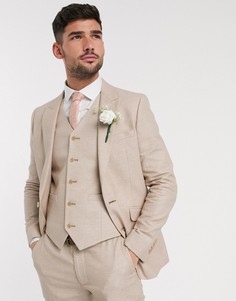 Бежевый фактурный приталенный пиджак ASOS DESIGN wedding