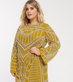 Эффектное платье мини ASOS DESIGN Curve-Желтый