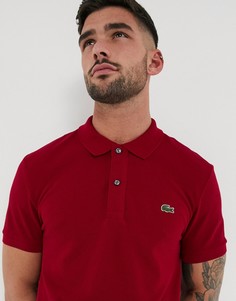 Бордовая узкая футболка-поло из пике Lacoste-Красный