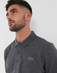 Темно-серое фактурное поло в рубчик Lacoste-Серый