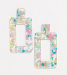 Разноцветные серьги с подвесками прямоугольной формы Pieces-Золотой