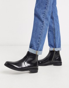 Черные кожаные ботинки челси ASOS DESIGN-Черный