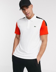Белое поло колор блок Lacoste-Белый