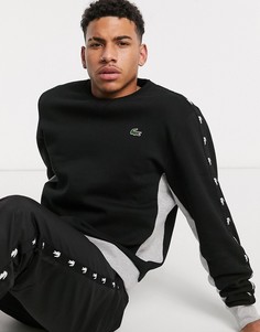 Черный свитшот с фирменной лентой Lacoste