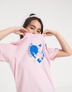 Oversized-футболка с принтом "Love sick" Lazy Oaf-Фиолетовый