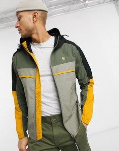 Куртка с капюшоном хаки в стиле колор блок G-Star-Зеленый