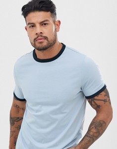 Синяя футболка из органического хлопка и с окантовкой ASOS DESIGN-Синий